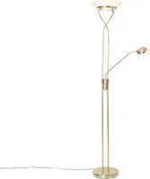 QAZQA - Modern Stehleuchte I Stehlampe I Standleuchte I Lampe I Leuchte Messing inkl. LED und Dimmer mit Leselampe - Empoli Dimmer I Dimmbar I Wohnzimmer I Schlafzimmer I Deckenfluter - Stahl Länglich
