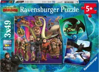 Ravensburger Kinderpuzzle - 08064 Drachenzähmen leicht gemacht - Puzzle für Kinder ab 5 Jahren, Dragons-Puzzle mit 3x49 Teilen