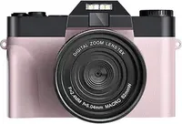 Digitální fotoaparát AIORBER, kvalita 4K, možnost WiFi, automatické ostření, 3,0" výklopný displej, časované selfie, růžová barva