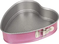 Zenker creative studio Herzspringform, Backform mit Flachboden, herzförmige Kuchenform mit Antihaftbeschichtung, kreatives Backen (Farbe: rosa, silber)