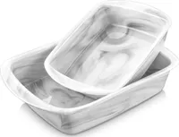 2-częściowy zestaw porcelanowych form do pieczenia MALACASA, naczynie do zapiekanek z uchwytami, naczynie do piekarnika, forma do ciasta, forma do pieczenia chleba