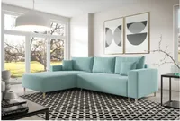 LW-Möbel Ecksofa Havana L – 290 x 180 cm | LINKS | L-Form Couch mit Schlaffunktion & Bettkasten | Kissen | Mint