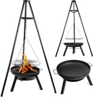 LEHMANN Feuerschale mit Ø 58 cm Grillrost, großes Dreibein für Feuerschale mit Schwenkgrill, Holzkohlegrill mit Feuerschale