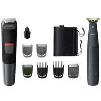 Philips MULTIGROOM Series 5000 MG5720/90 10-in-1, für Gesicht, Haare und Körper, Schwarz, Grau, Ohr, Nase, Edelstahl, Akku, 80 min, Integrierte Batterie