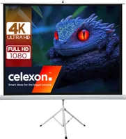 celexon basic Stativ-Leinwand 110" | 200x200 cm 1:1 | mobile transportable 4K, Full-HD Leinwand | Beamerleinwand mit Stativ für Heimkino- und Büropräsentationen | Blitzschneller Aufbau in 3 Schritten