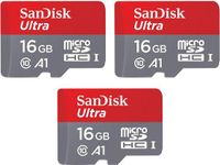 SanDisk Ultra microSDHC A1 98MB/s Class 10 Speicherkarte 16GB, 3er Pack