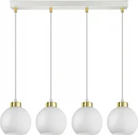 LUXOLAR - Led Deckenleuchte - 4 flammig Deckenlampe Weiß E27 60W - Hängelampe wohnzimmer für Wohnzimmer, Küchen - Weiß Glas Kugeln