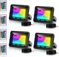 Jopassy 10W LED-Strahler RGB Außenstrahler mit Fernbedienung RGB LED Strahler LED Scheinwerfer RGB 4 Stück