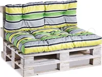 Palettenkissen, Gartensofakissen, Gesteppte Kissen gefüllt mit granuliertem Poulirette-Schaum, viele Farben und Größen PPI (Sitzkissen 120x50, gesteppt Grün-Grau-Gelb 6)