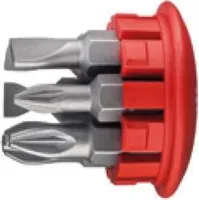 Wiha Schraubendreher mit Bit Magazin magnetisch Schlitz, Pozidriv mit 6 Bits, Stubby, 1/4" (33764)