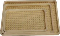 Tablett-Set 3tlg Serviertablett Holz Pinie natur Hockertablett Dekotablett Deko