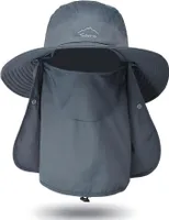 Sonnenmütze Herren Angelhut Sommerhut UV Schutz Fischerhut mit Breiter Krempe Gesichtsabdeckung sowie Nackenschutz Wanderhut dunkelgrau