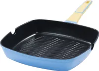 28x28cm rechteckige Grillpfanne ca. 5.5cm hoch KING® GOURMET BLAU aus Aluguss mit keramisch verstärkter Antihaft-Beschichtung: XYLAN™ PLUS SILVER DIAMOND / Farbe: Blau