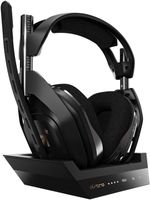 Bezprzewodowy zestaw słuchawkowy do gier Logitech ASTRO Gaming A50 ze stacją dokującą, funkcją Dolby Audio, kontrolą balansu gry/głosu, łącznością bezprzewodową 2,4 GHz, zasięgiem 9 m, do konsol Xbox Series X/S, Xbox One, komputerów PC i Mac - czarny/złoty