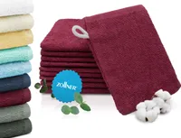 10er-Set Waschhandschuhe, Baumwolle, 16x21 cm, 400g/qm, bordeaux (dunkelrot)