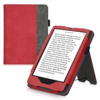 kwmobile Hülle kompatibel mit Amazon Kindle Paperwhite 11. Generation 2021 Hülle - Flip Case mit Handschlaufe - Kunstleder Cover - Rot Dunkelgrau