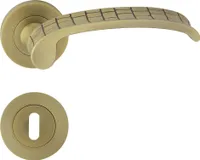 DOMINO Türgriff Drückergarnitur BB-Buntbart Set | Rund-Rosette | Türklinke für Bürotür, Kellertür & Innentür | Türbeschläge aus Znal | Bronze matt Türdrückergarnitur | SKIN-R M3/MATT