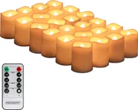 MONZANA® LED Kerzen XL mit Timerfunktion 2-8H flackernde Flamme Fernbedienung mit Batterien Warmweiß Teelichter-Set 4,5CM Echtwachs Dimmbar Elektrisch