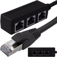 RJ45 LAN Ethernet Netzwerkverteiler Netzwerkadapter Splitter 1 auf 3 Netzwerk Verteiler für Netzwerkkabel Giga Gigabit LAN-Kabel CAT Schwarz Retoo