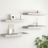 vidaXL Pływające półki ścienne 4 szt. Szary beton 60x23,5x3,8 cm MDF