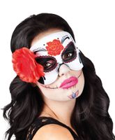 Augenmaske Day of the Dead mit roter Rose Halloween Größe: ohne Attribut
