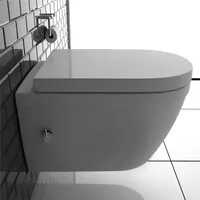 Alpenberger Hänge WC mit Bidet Funktion | Dusch WC Set | Wand WC Spülrandlos mit Nano | Kloschüssel mit Armatur für Intimdusche | Toilettendeckel mit Absenkautomatik | Spülrandloses Toilette Passend Geberit