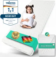 Kindermatratze COZY 80 x 160 cm mit Spannbettlaken + waschbarem Bezug für Kinderbett