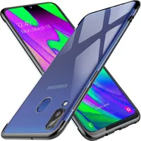 TPU Hülle für Samsung Galaxy A40 Case Silikon Cover Transparent mit Farbrand Handyhülle