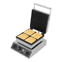 1750W Kommerzielle Waffelmaschine mit Antihaftbeschichtung+Timer für 4 Quadratische Waffel