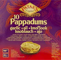 Patak's - Pappadum Knoblauch (Fertig zur Zurbereitung) - 100g