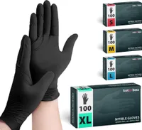 KOTARBAU® 100 Stück Box Einweghandschuhe Nitrilhandschuhe Einmalhandschuhe XL Schwarze Handschuhe Einweg Gummihandschuhe Schutzhandschuhe Werkstatt Zubehör Kochhandschuhe Gloves