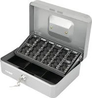 HMF 10022-09 Geldkassette abschließbar mit Münzzählbrett, 25 x 18 x 9 cm, silber