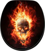 SANILO® WC-Sitz mit Absenkautomatik Totenkopf in Flammen