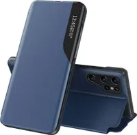 Eco Leather View Case etui do Samsung Galaxy S23 Ultra z klapką podstawka niebieskie
