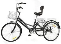 WSIKGHU 24 Zoll Dreirad für Erwachsene Faltbar Erwachsene Dreirad 7 Gang  Dreirad Fahrräder aus Kohlenstoffstahl mit LED Licht und Korb 3 Räder  Fahrrad für Erwachsene von 160-185CM, Max 140KG (Cyan) : 
