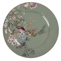 Clayre & Eef Frühstücksteller Ø 15 cm Grün Keramik Blumen