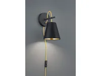 Trio Leuchten - Moderne Wandleuchte schwarz mit Gold I Messing - Andries I Wohnzimmer I Schlafzimmer - Stahl Rund - LED geeignet E14