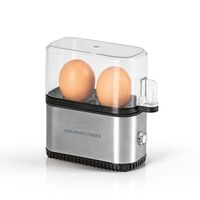 MAXXMEE Eierkocher Kompakt 2 Frühstückseier modernen Edelstahl-Design Inklusive Messbecher mit Ei-Pick für perfekte Eier Einfache Bedienung