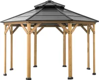 Sunjoy Zedernholz Gazebo / Pavillon 4x4 EGGI - 396cm x 396cm, anthrazit