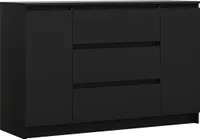 Komoda z szufladami, czarny mat, 120 x 39 x 78 cm, 2 drzwi, 3 szuflady