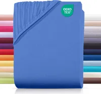 Jersey Spannbettlaken 200x200 cm aus 100% Baumwolle, Bettlaken Royal Blau Uni