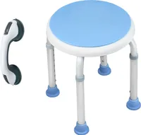 NAIZY 360°Drehbarer Duschhocker Höhenverstellbar Anti-Rutsch Badhocker mit Duschhilfe Badewannen Haltegriff