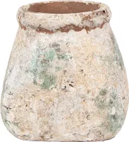 Doniczka Clayre & Eef 14x14x13 cm Beżowo-zielona terakota