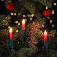 NARVA Kerzen Lichterkette warmweiß 20 Schaftkerzen rot Christbaumbeleuchtung innen