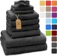 Frottier Handtuch-Set, 4X Handtücher, 2X Duschtücher, 2X Gästetücher, 2X Waschhandschuhe, Schwarz