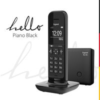 Gigaset Hello Phone - Schnurloses Design-Telefon für Zuhause mit Anrufbeantworter, großem Display und Freisprechfunktion - Schwarz