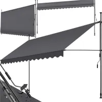 Klemmmarkise mit Handkurbel, höhenverstellbar - 400 x 180 cm, schwarz/grau