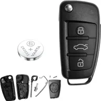 Autoschlüssel Funk Fernbedienung Austausch Gehäuse mit 3 Tasten + HAA Rohling + Batterie kompatibel mit A1 8X A3 8P 8V A4 B7 A6 C6 TT 8J Q3 8U Q7 4L R8