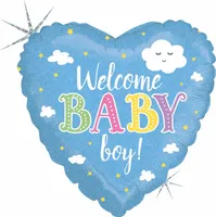 Balon serce Welcome Baby Boy wykonany z folii powlekanej aluminium