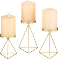 Kerzenständer Metall 3er Set, Eisen Deko Kerzenhalter für Stumpenkerze
